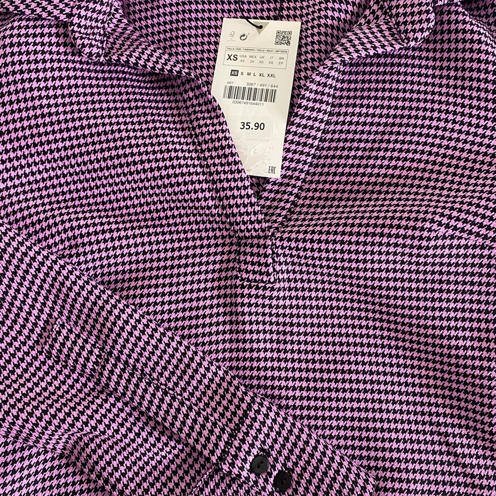 Zara Long Shirt Black And Pink Size Xs